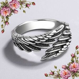 Stainless Steel Fashionable Wing Design open Cuff Ring